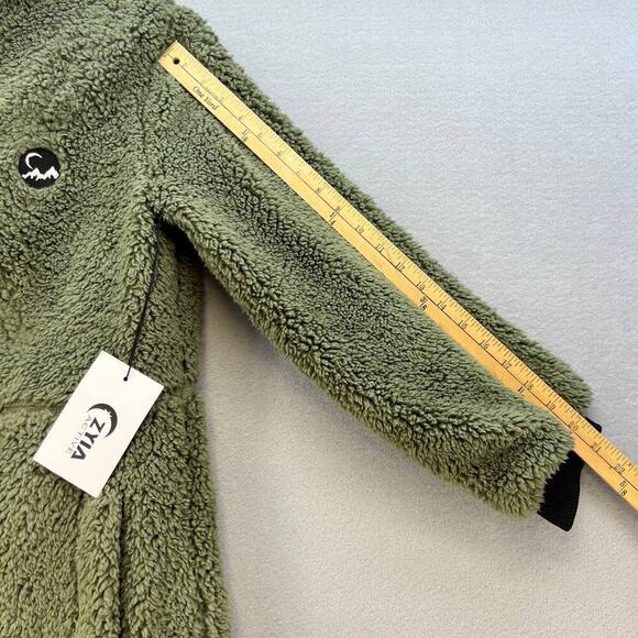 NWT Zyia Active Women's Long Hooded Teddy Jacket Lined Size Small Olive - Picture 4 of 13